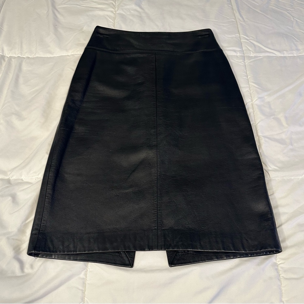 Ralph Ralph Lauren Black Leather Pencil Skirt